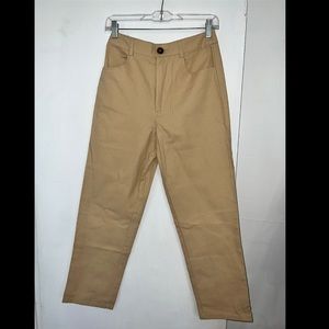 Women’s Ankle-Cut Canvas Pants Khaki High Rise Waist Size S